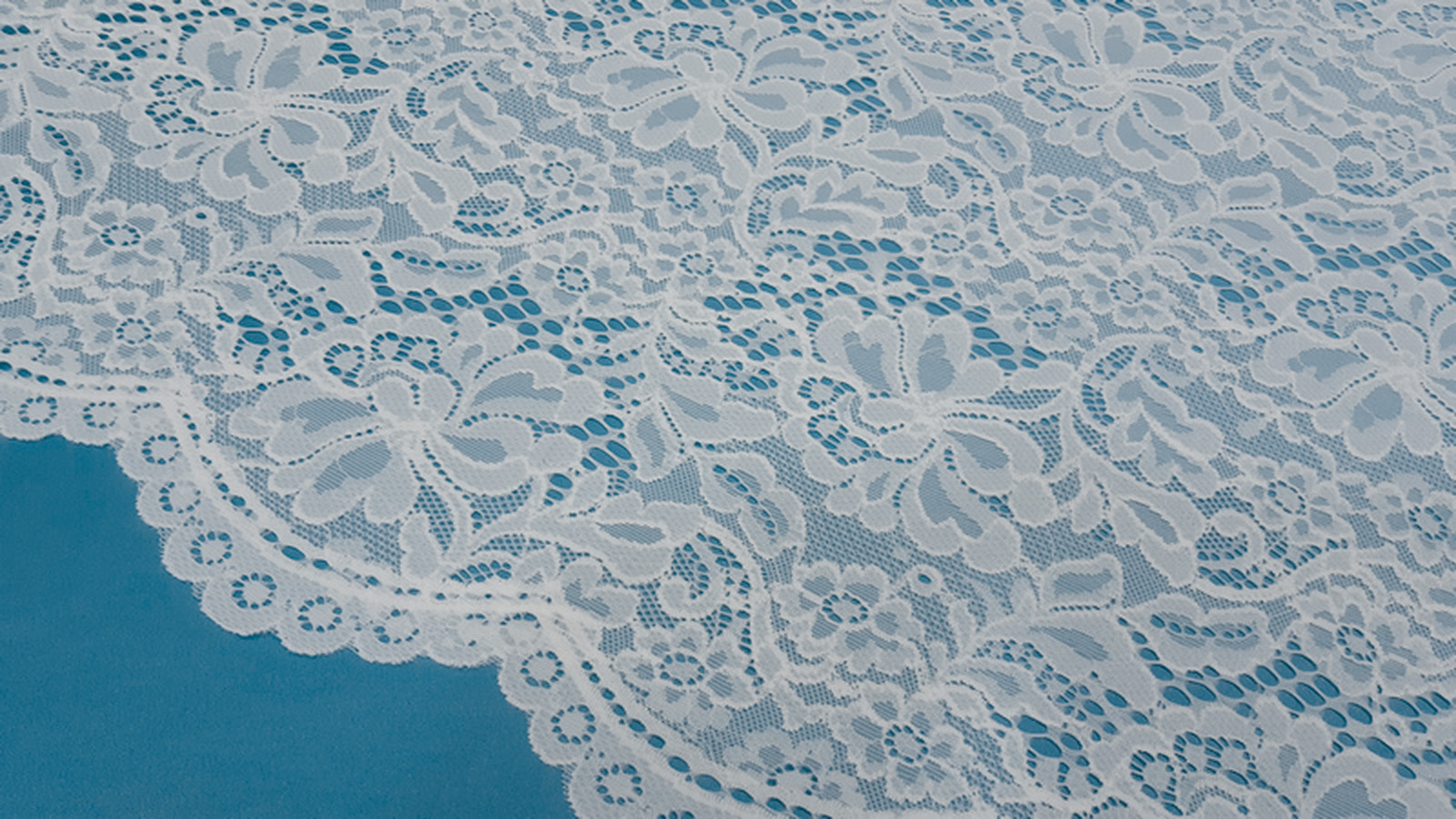 Encaje Denso Floral cenefa ondas Blanco Roto