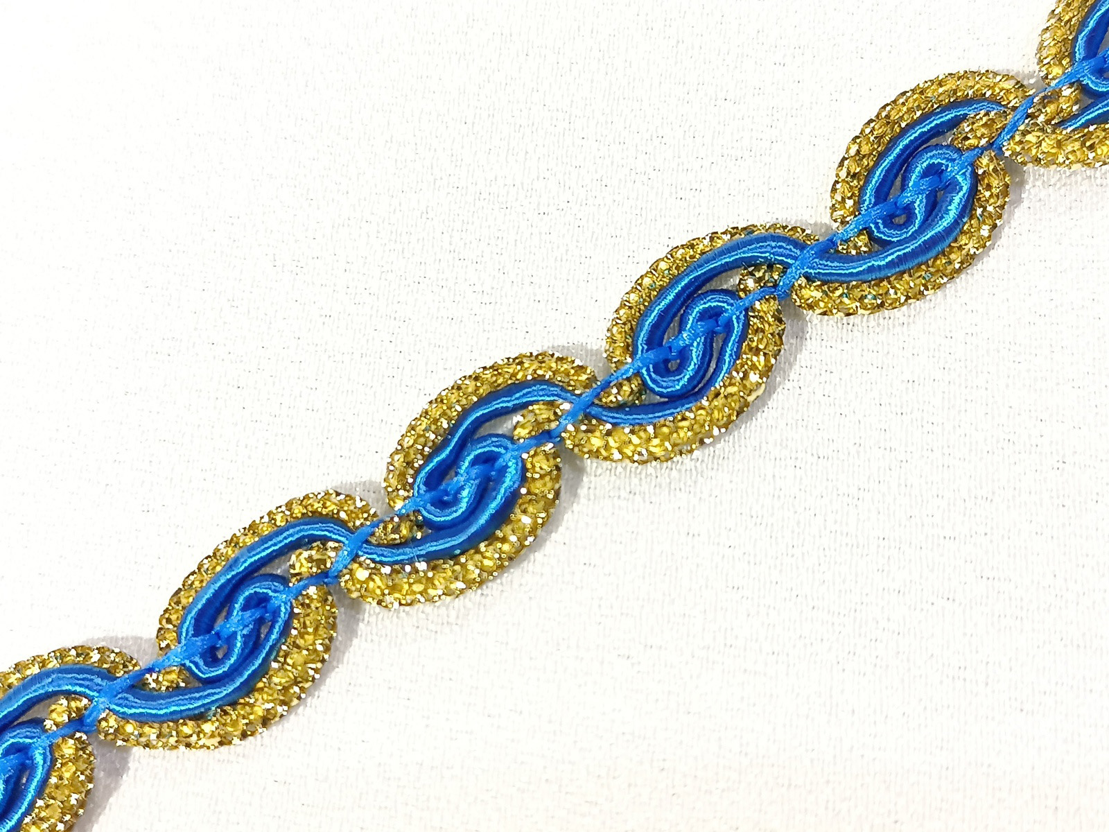 Pasamanería Ondas Filo Oro Azul
