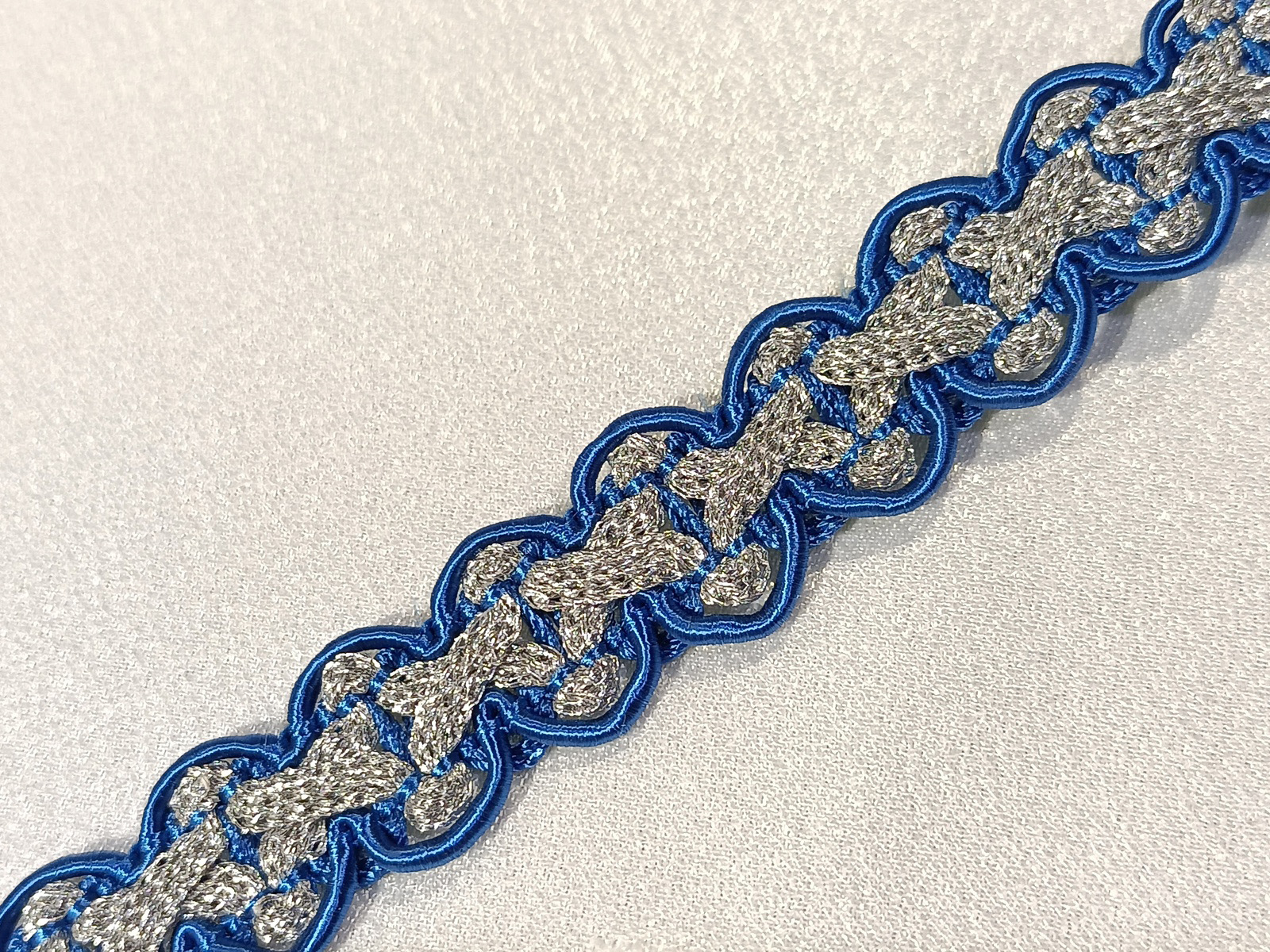 Pasamanería Doble Filo Azul/ Plata