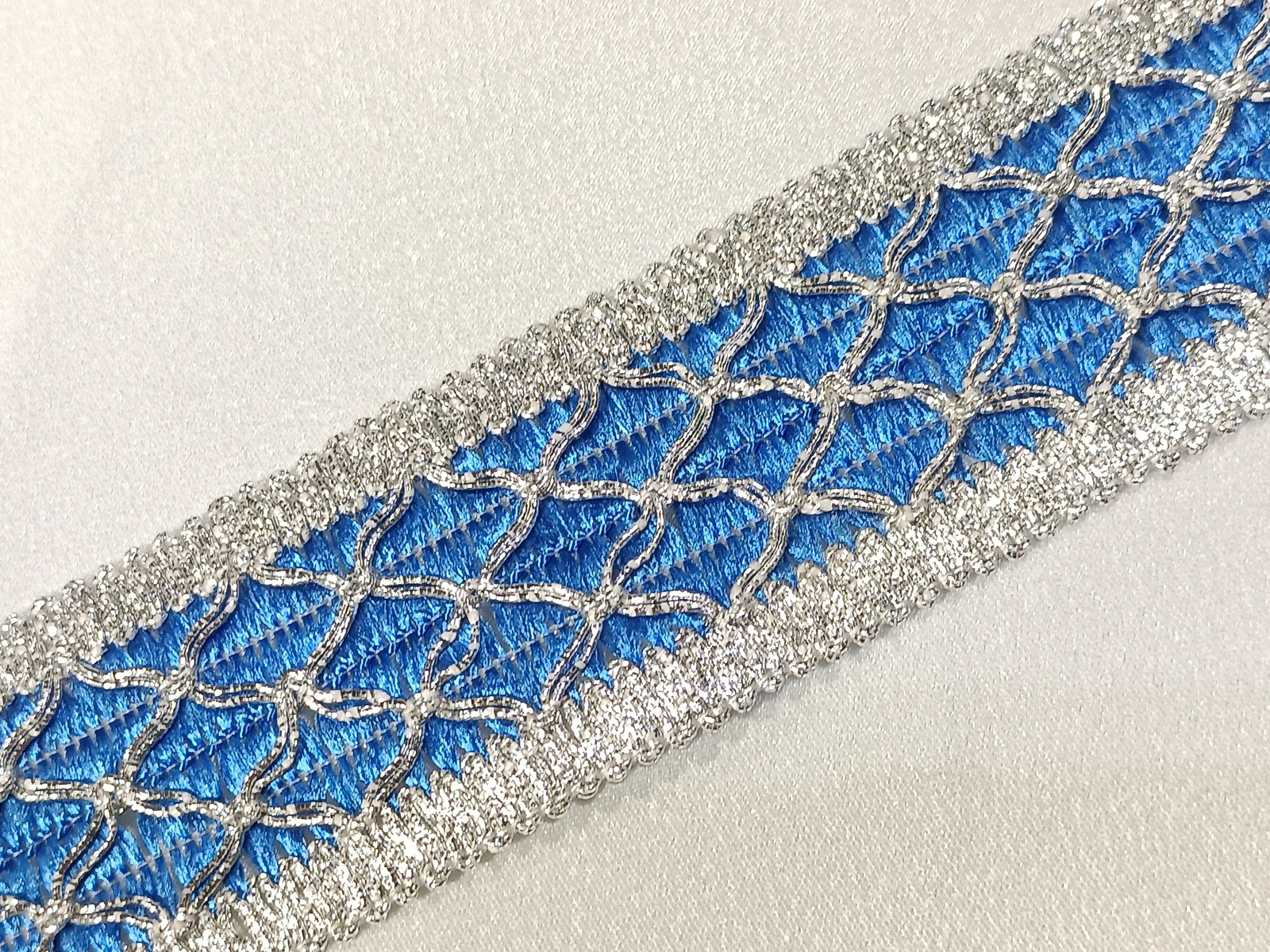 Pasamanería Rejilla Doble Azul/ Oro
