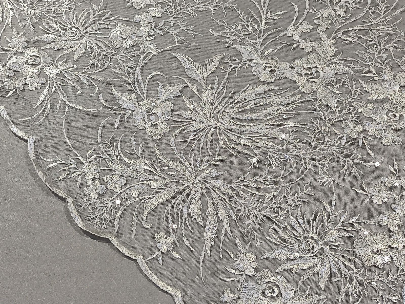 Encaje Novia Blanco Flor Lentejuela